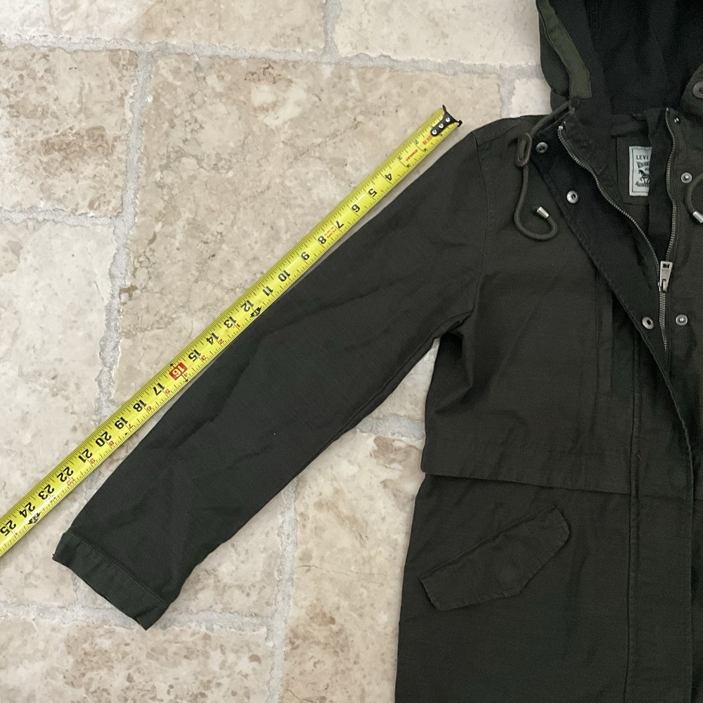 Olive Green Hooded Parka Jacket Military Style Coat Sz Med Levi's Y2K‎ 90's - Picture 11 of 12
